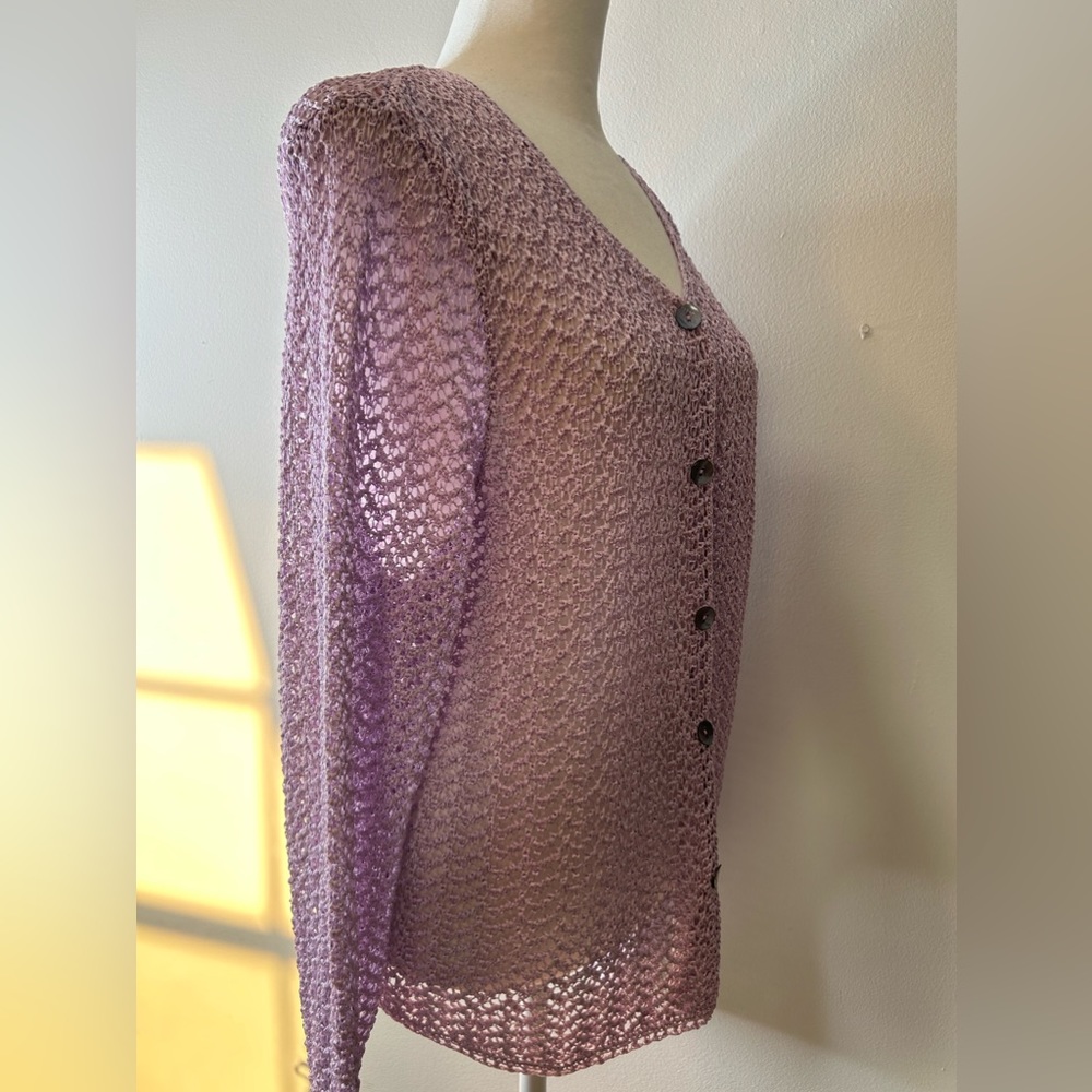 NWT Sigrid Olsen Lilac open knit cardigan - Size Misses XL - Picture 7 of 13